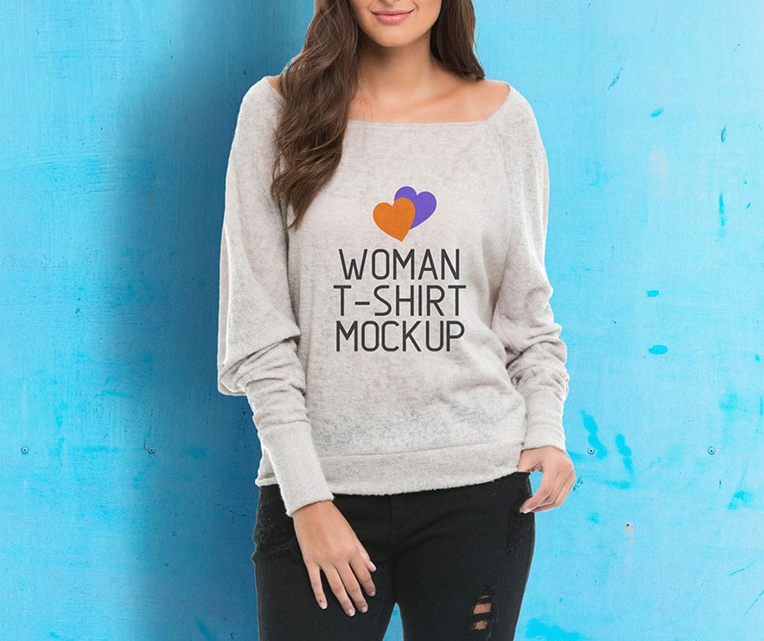 Woman-T-Shirt-Mockup-With-Model