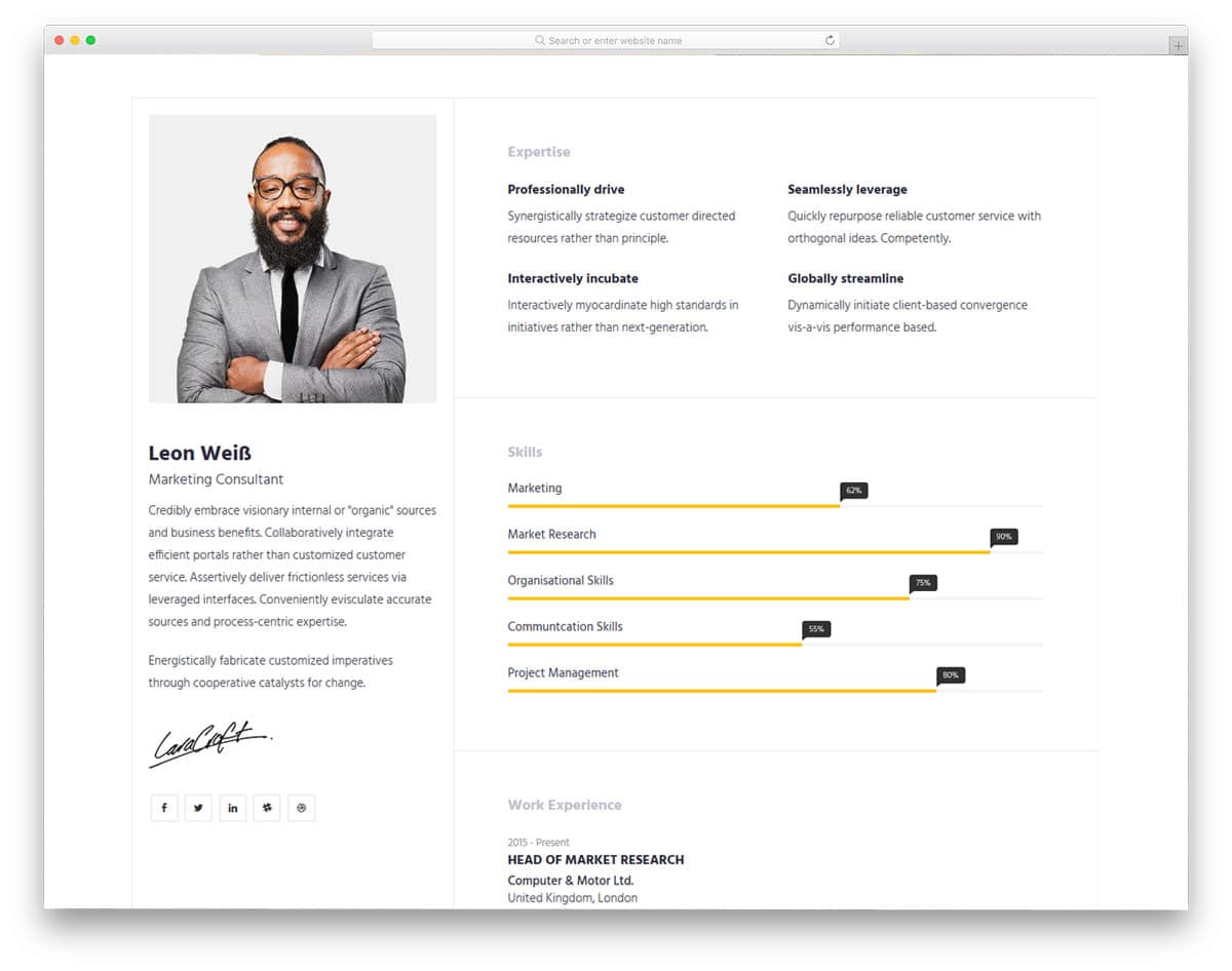 resume-x-free-personal-website-templates