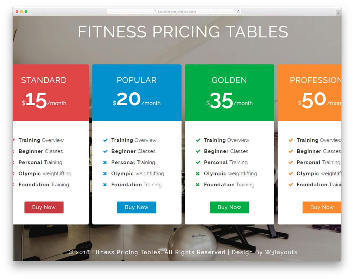 fitness-pricing-tables