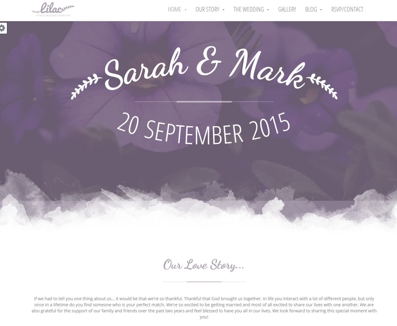lilac wedding website template