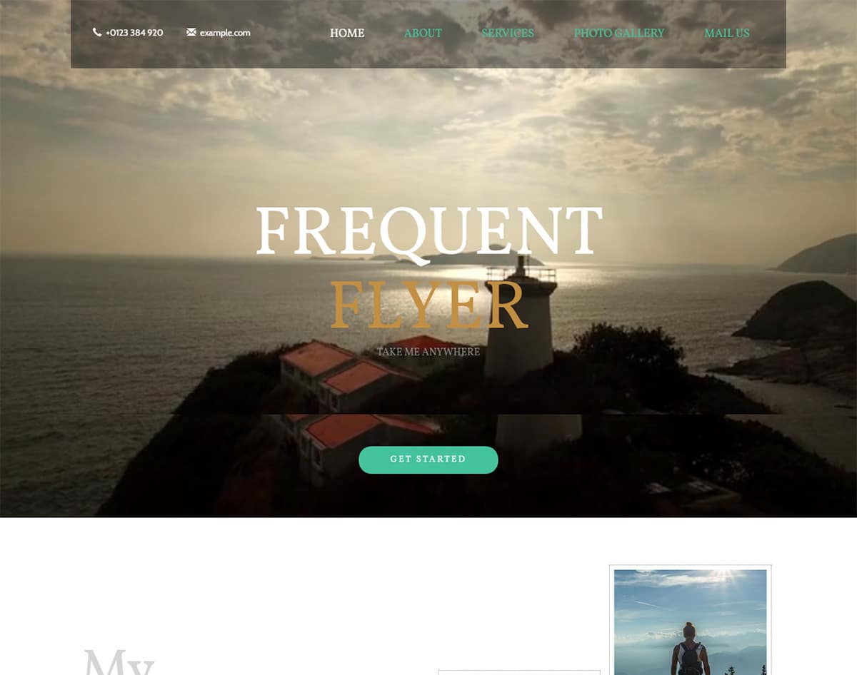 Frequent-flyer bootstrap website template with video background