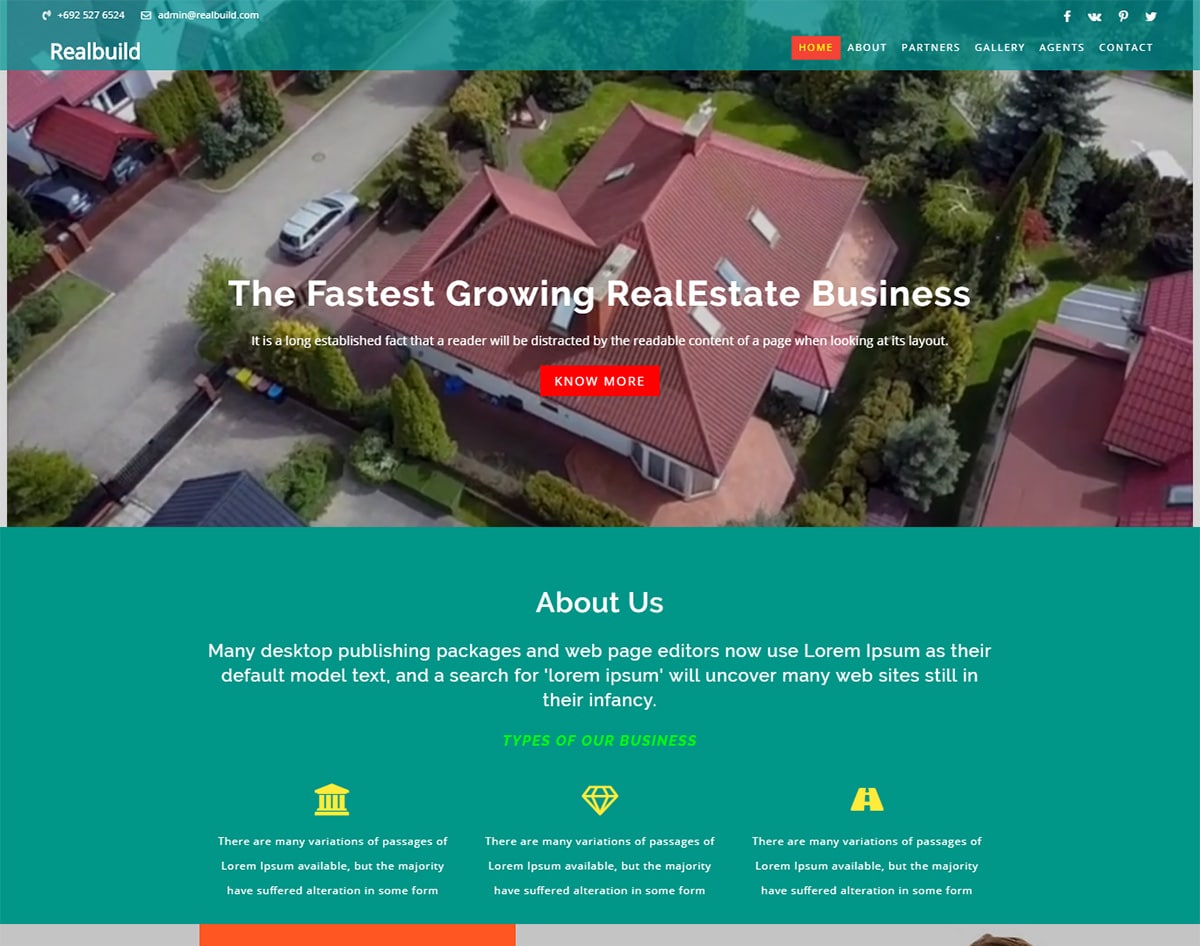 Realbuild bootstrap website template with video background