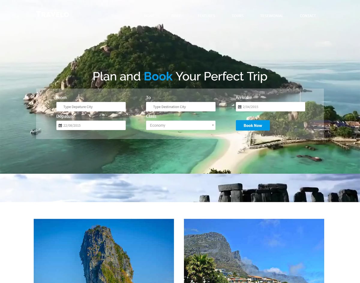 Travelo bootstrap website template with video background