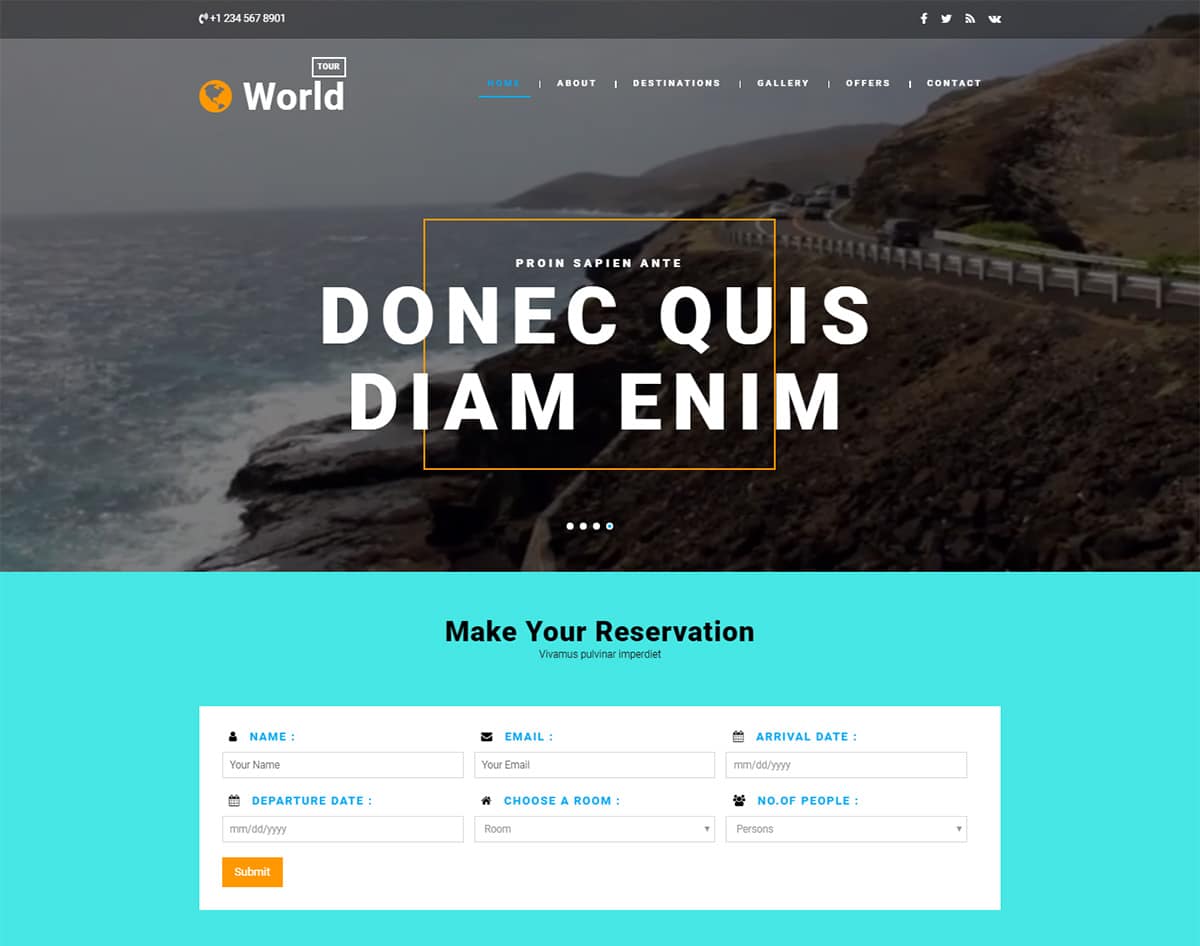 World-Tour bootstrap website template with video background