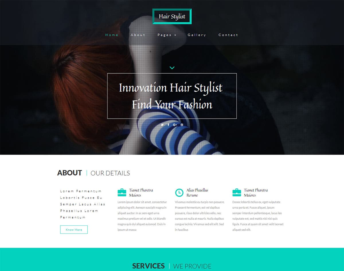 spa and beauty salon website templates - hair stylist