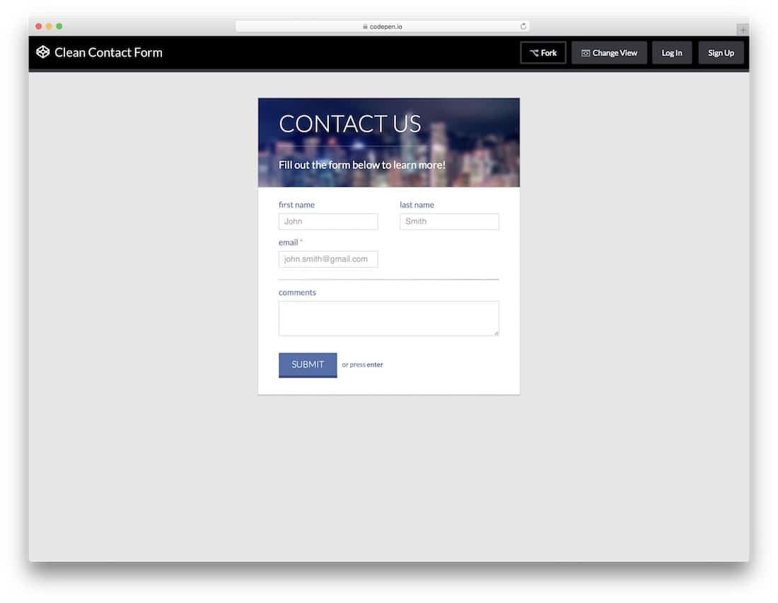 Clean-Contact-Form-template