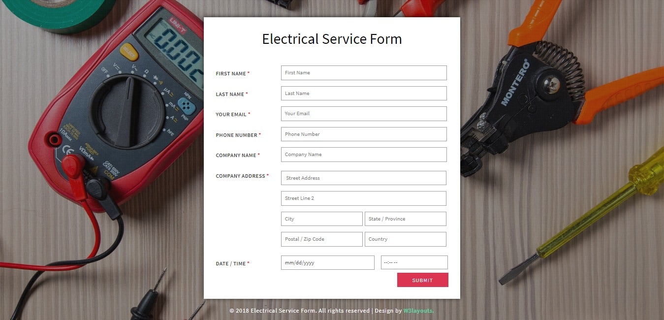 form website templates electrical login form