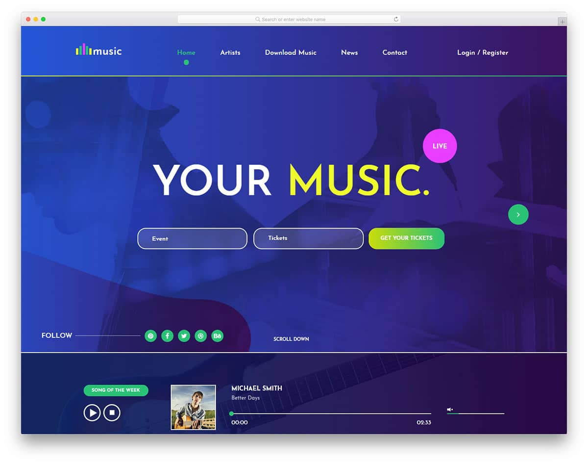 music-free-entertainment-website-templates