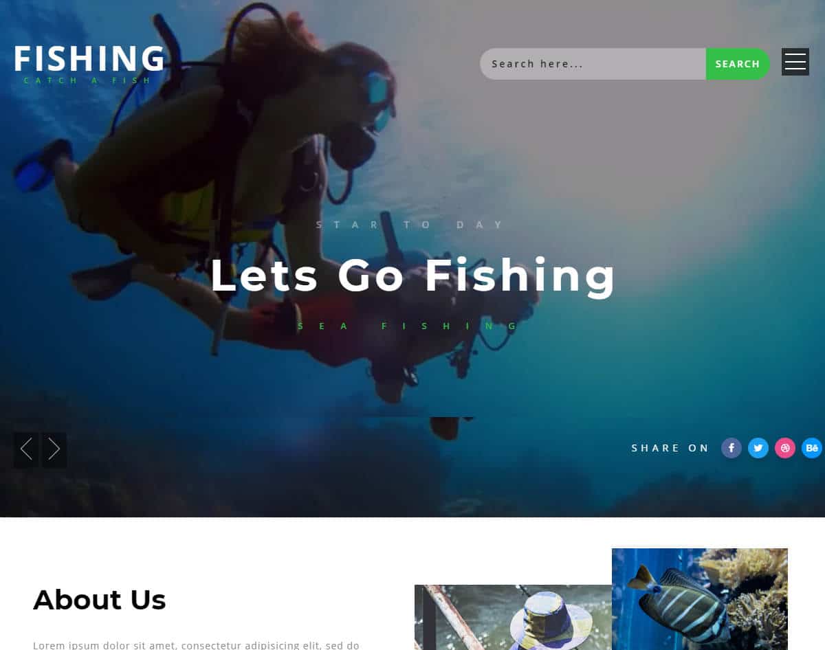 bootstrap website template with video background - fishing