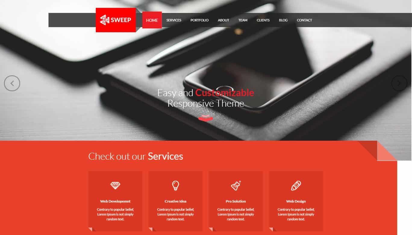 single page website template - sweep