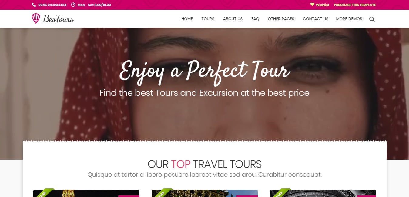 bestours HTML travel site template