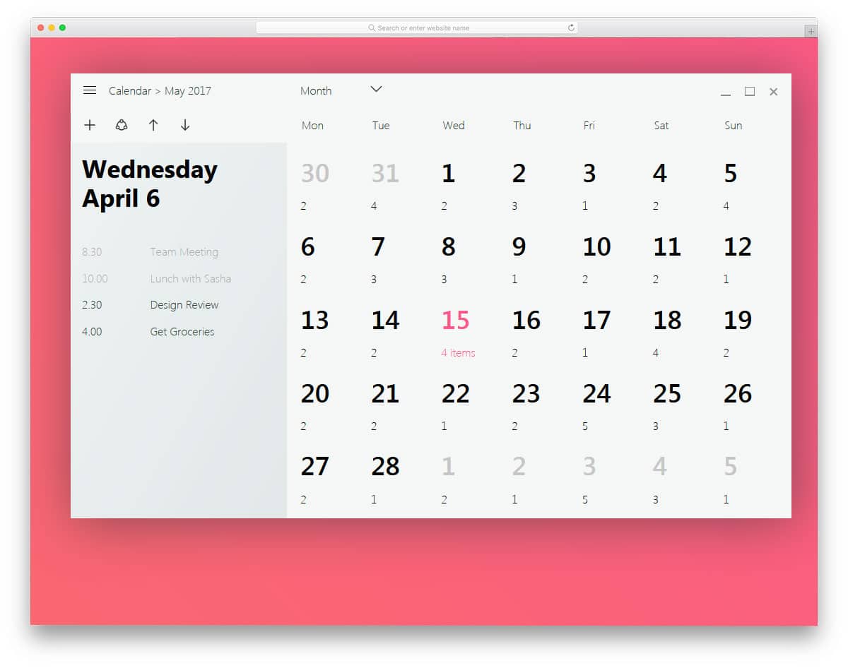 Windows-Fluent-Design-Calendar