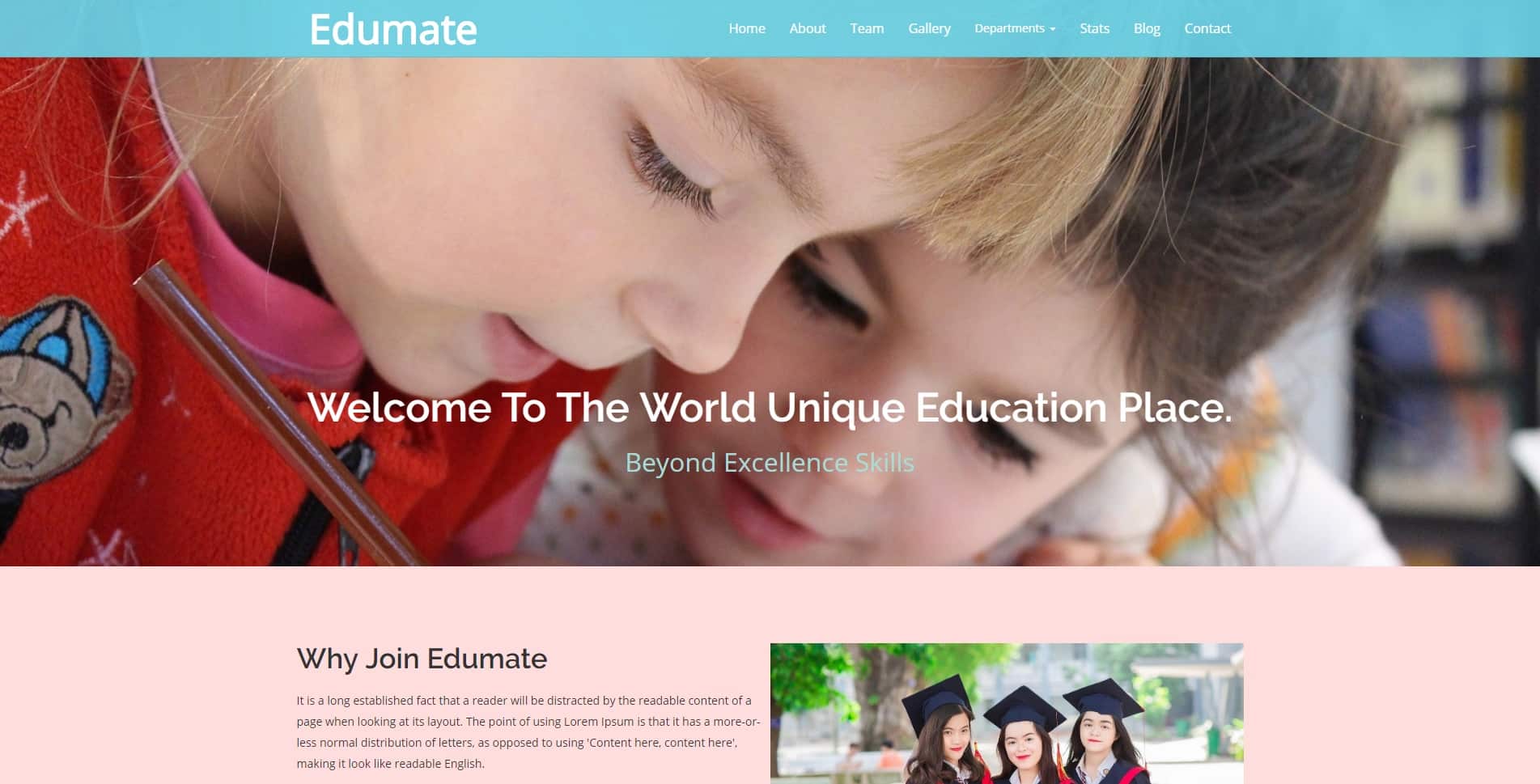 edumate free kindergarten website template