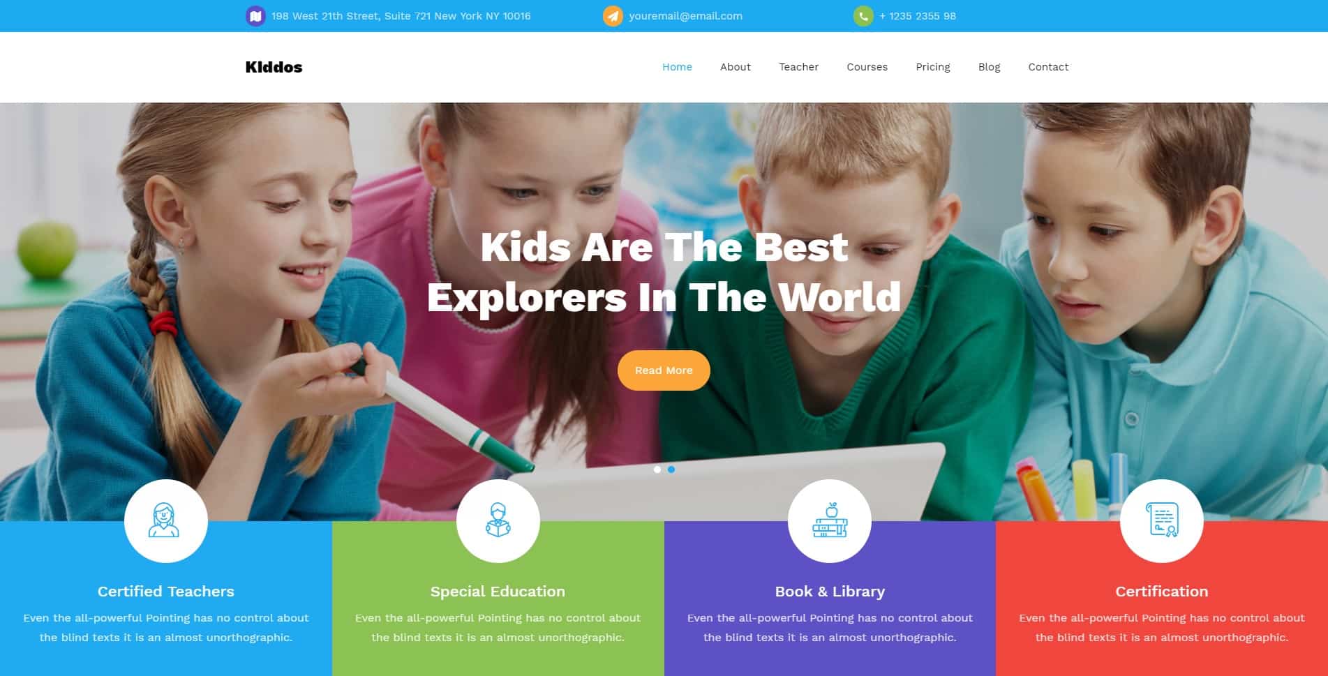 kiddos free kindergarten website template