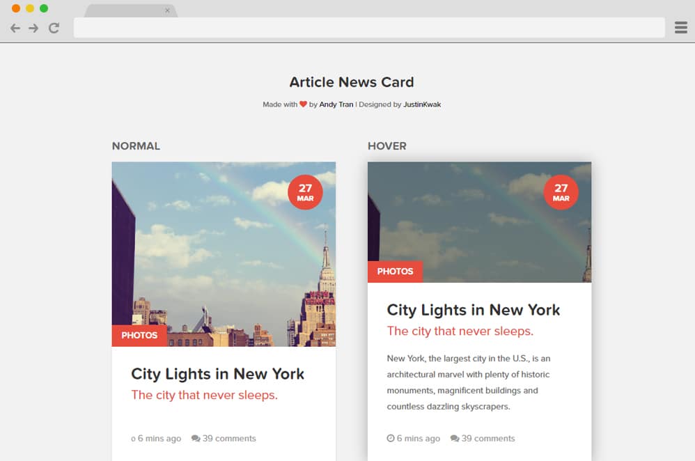 Article News Card material design cards