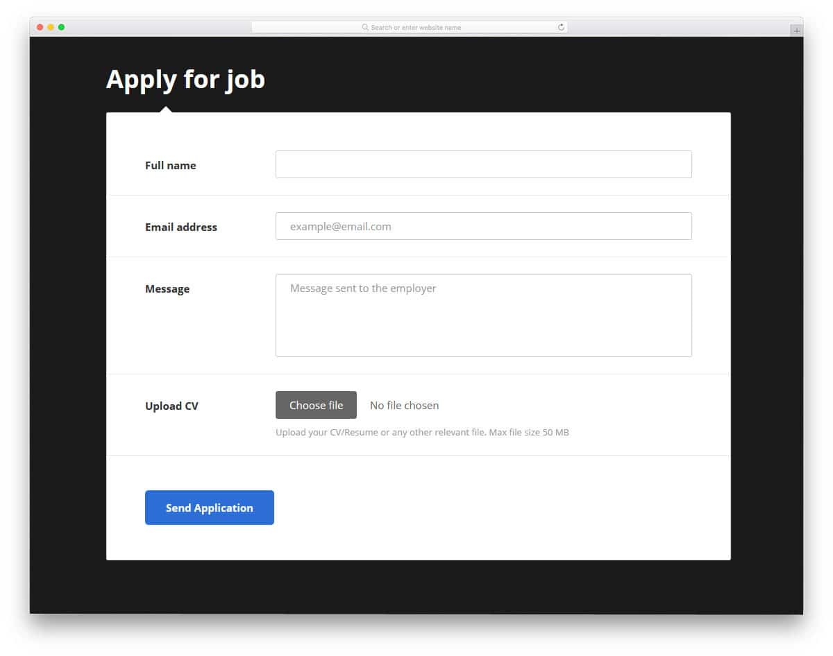 css input box design for job application form