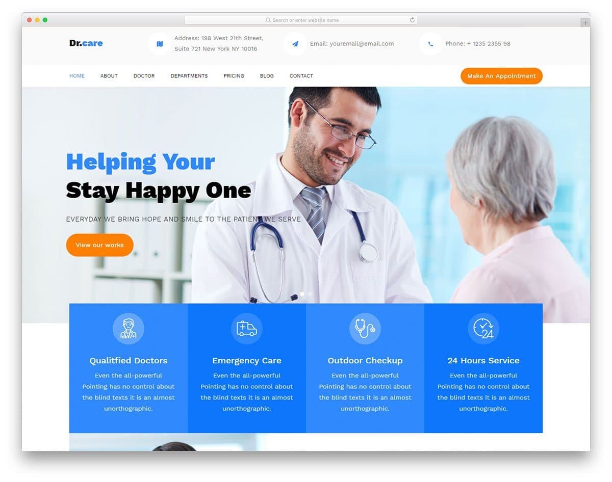 free hospital templates with one-page design