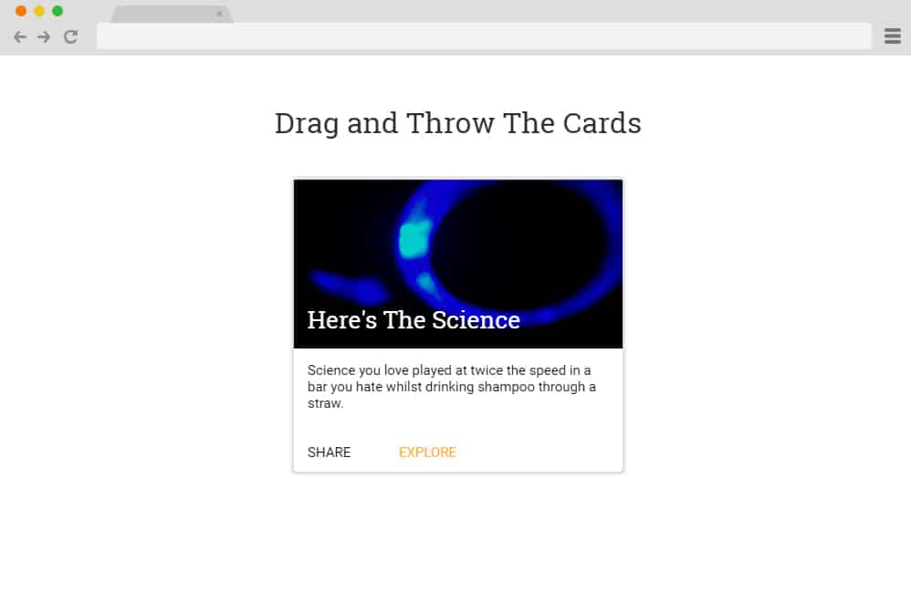 Drag & Throw Cards material design cards
