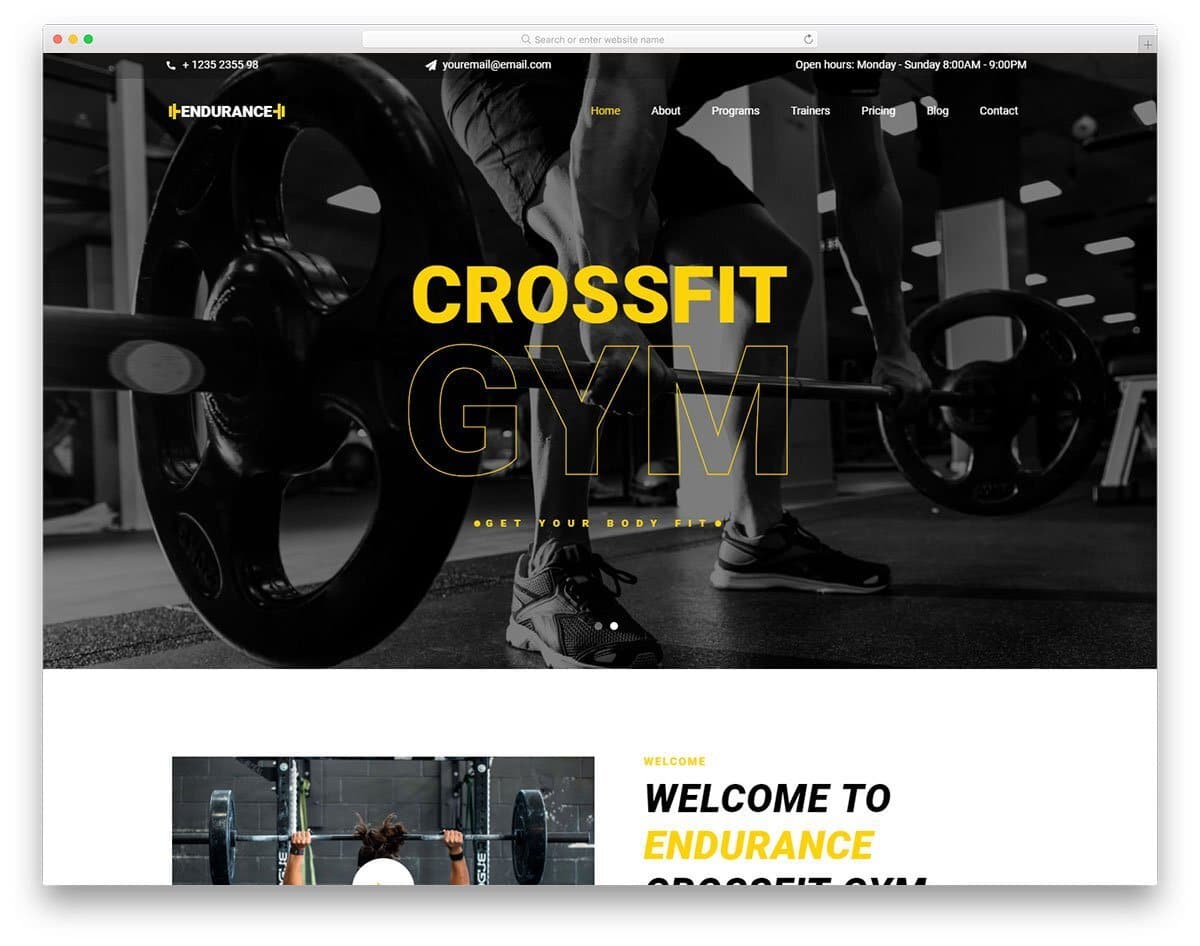 fitness website with responsive design