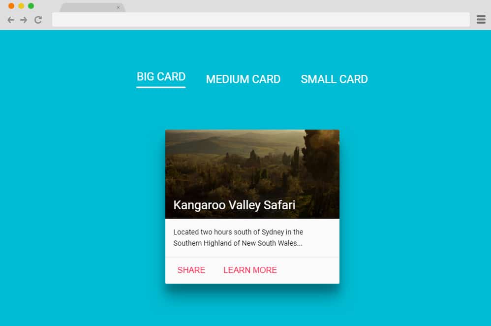 Material Design Cards in 3 Sizes material design cards