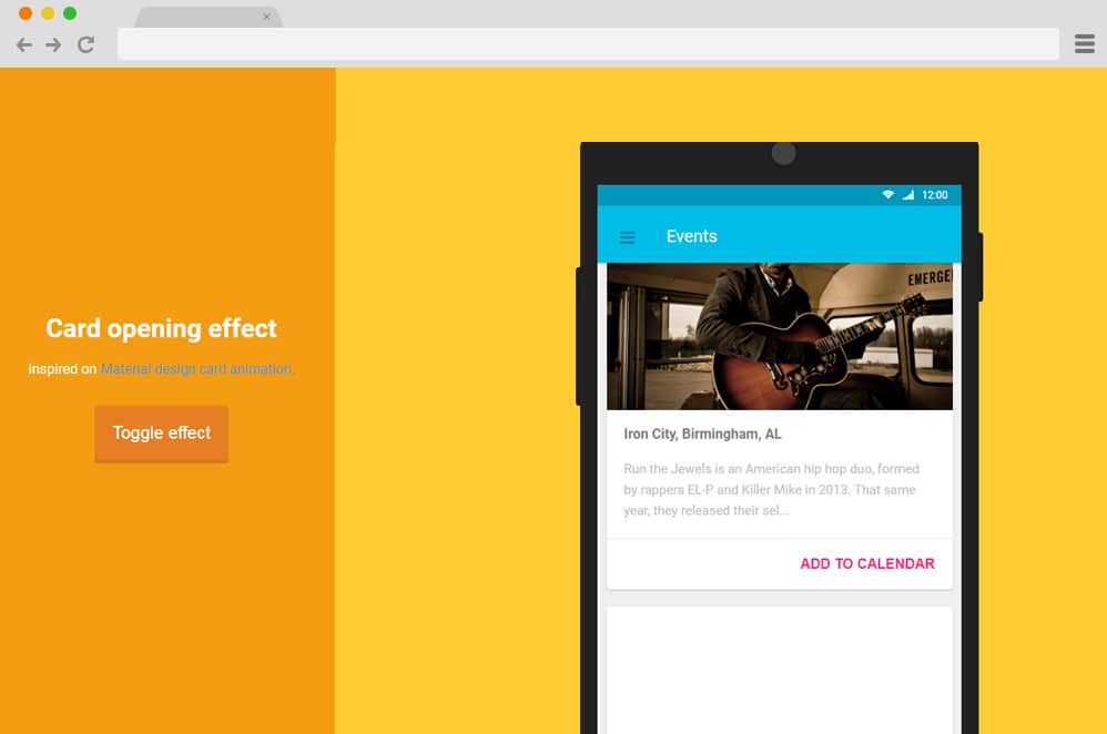 Material Design Opening Effect material design cards
