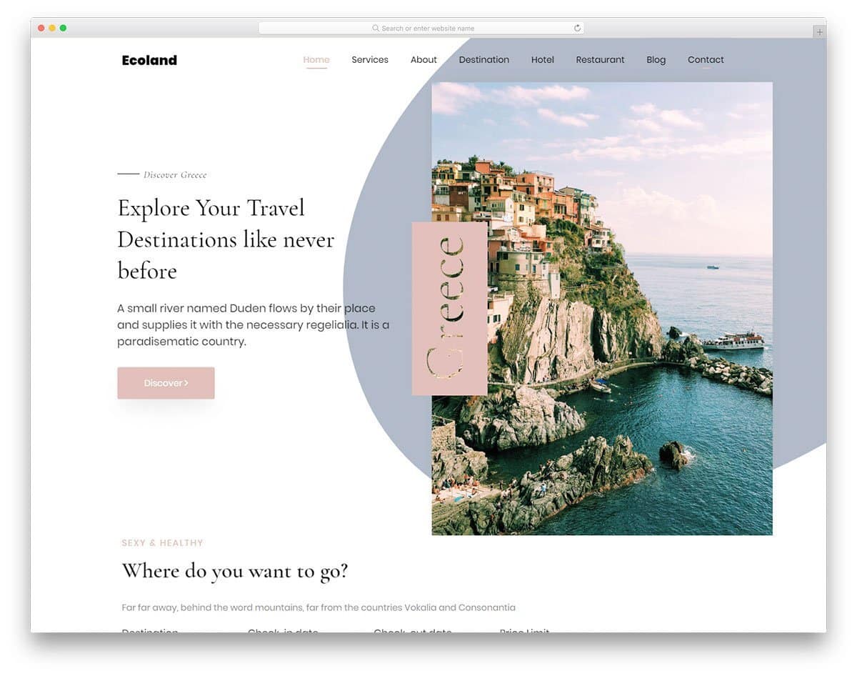 creative one-page travel website template