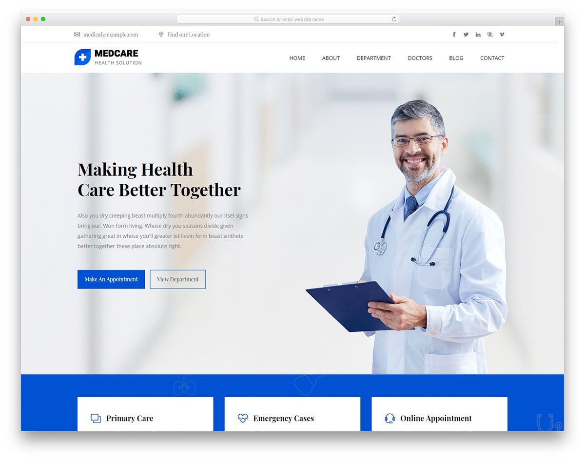 professional looking medical website template