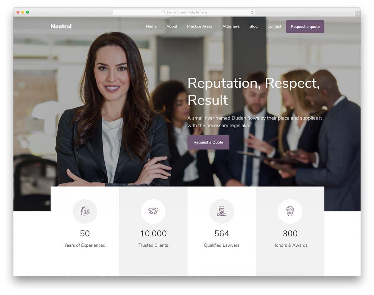 one page website template for law firms