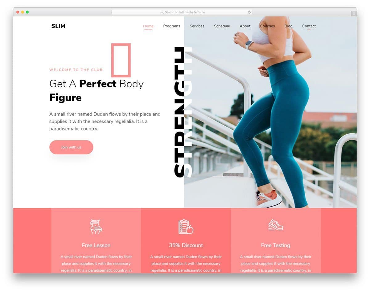 creative one-page template for fitness websites
