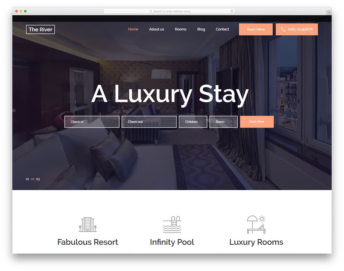 theriver-free-hotel-website-templates