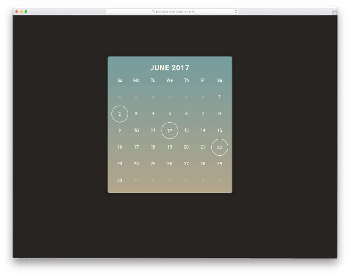 calendar with plenty of room for other features