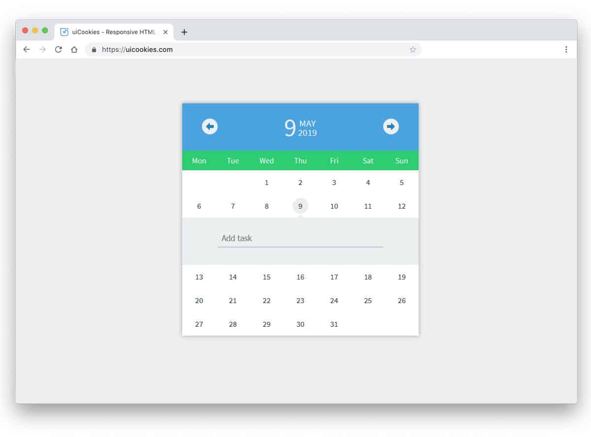 bootstrap calendar design to manage your tasks