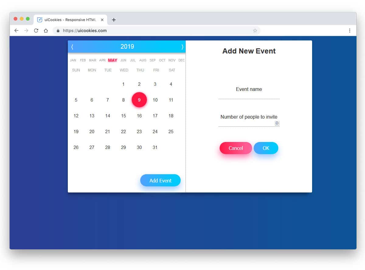 fully functional event calendar