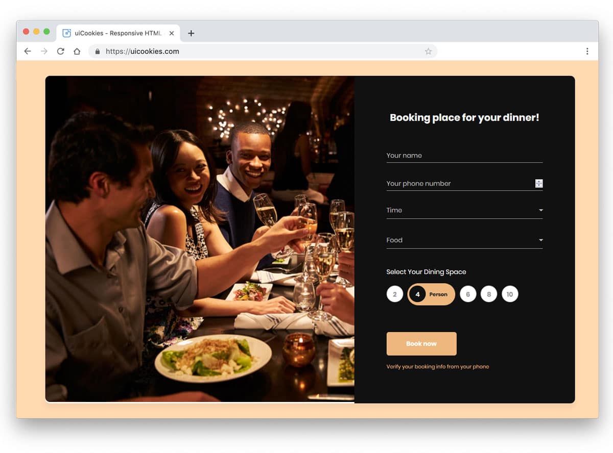 beautiful css forms for table reservation