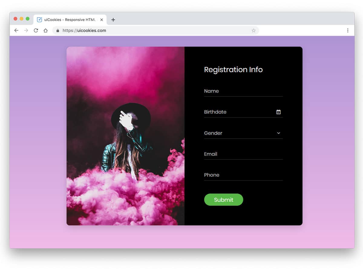 beautiful CSS forms for event registration