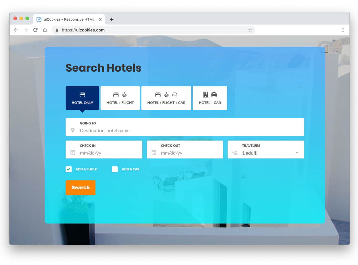 Bootstrap search box example for hotel websites