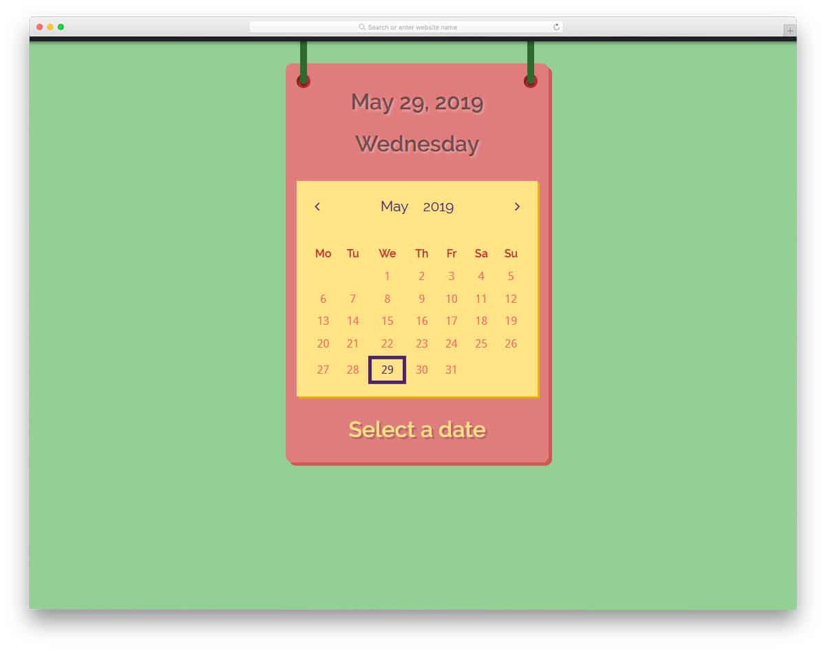 funky style datepicker calendar