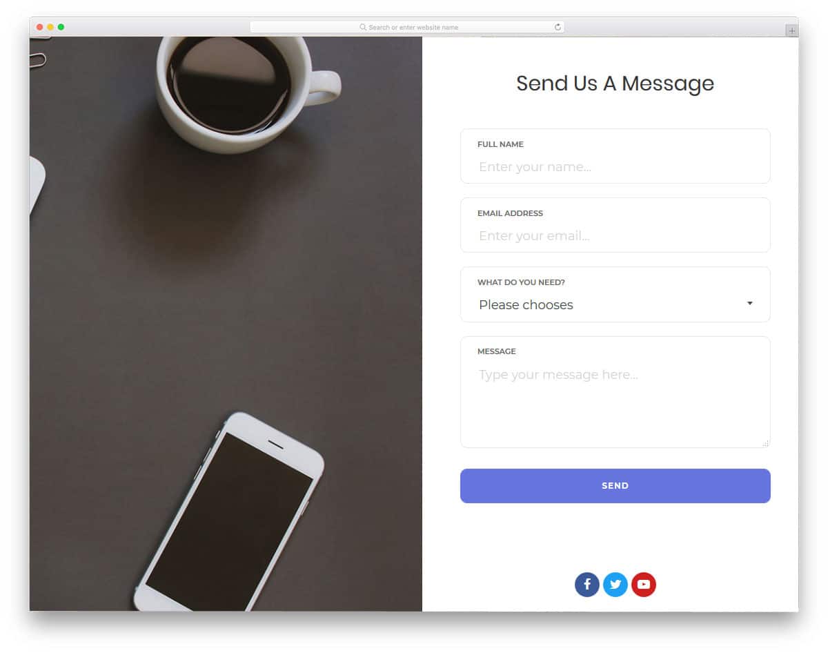 contact form with big space for images