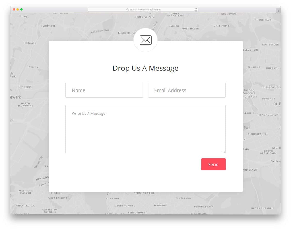 contact form with big message area