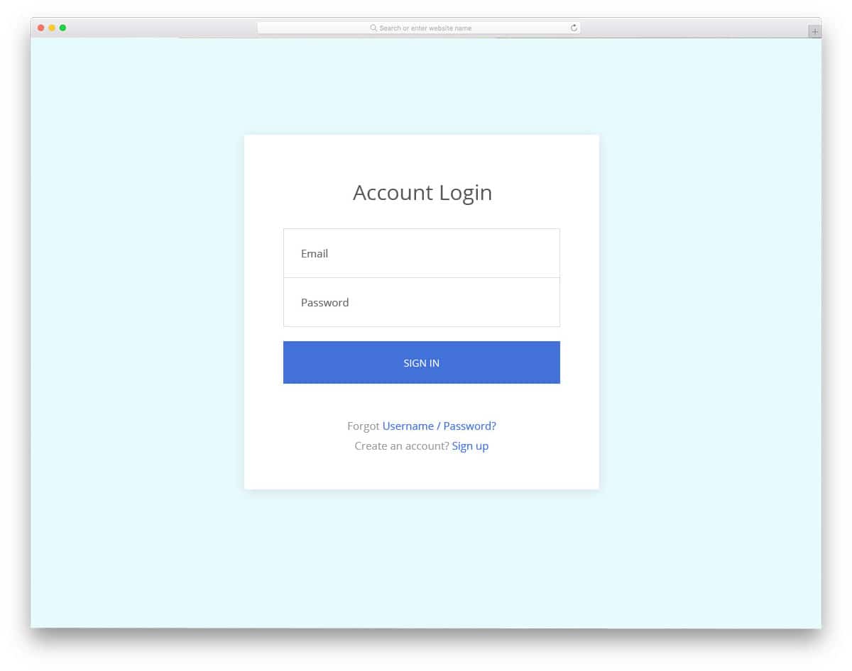 properly structured login page
