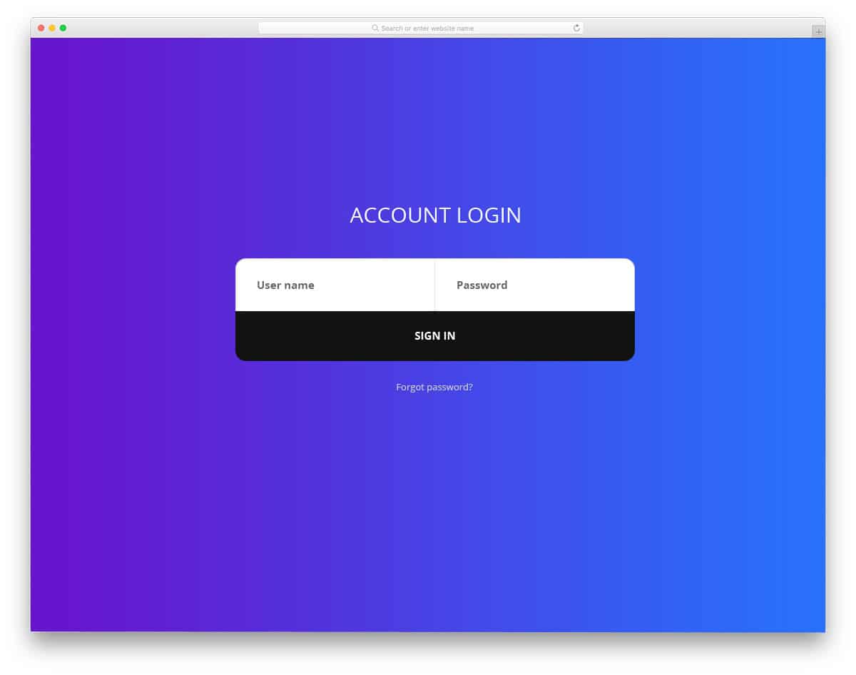 single line login form bootstrap example 