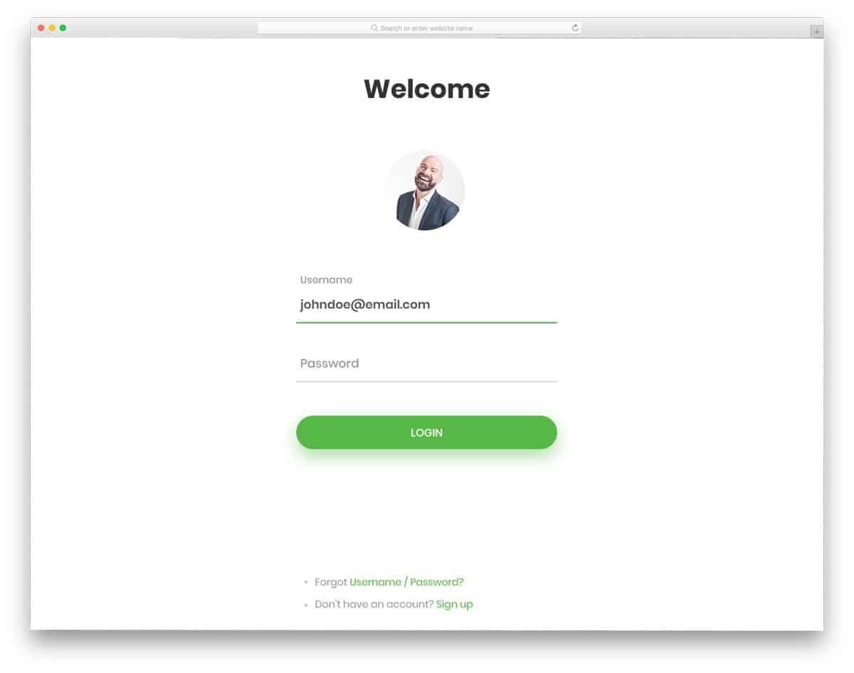 login page bootstrap with profile image