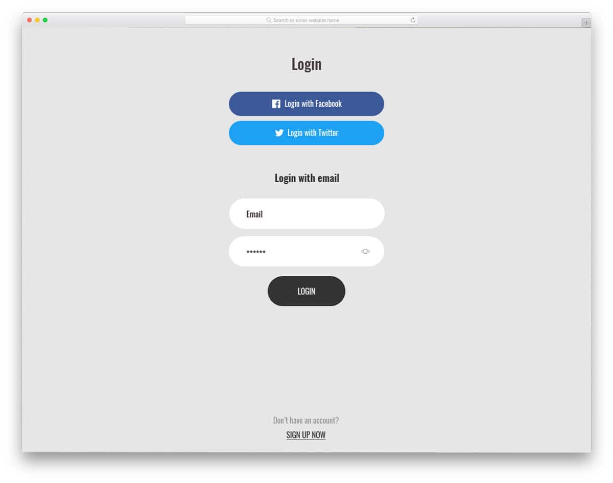 minimalistic login page design