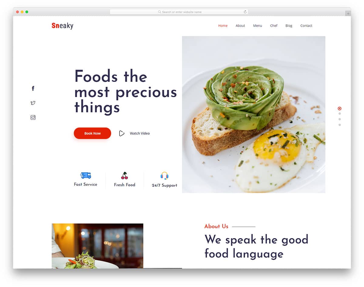 creativre header design for restaurant websites