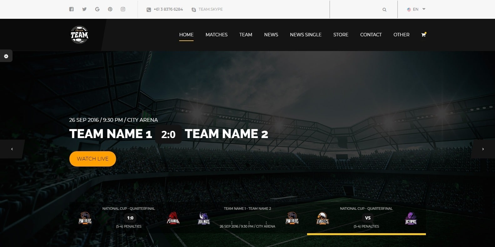 team-sports-website-template