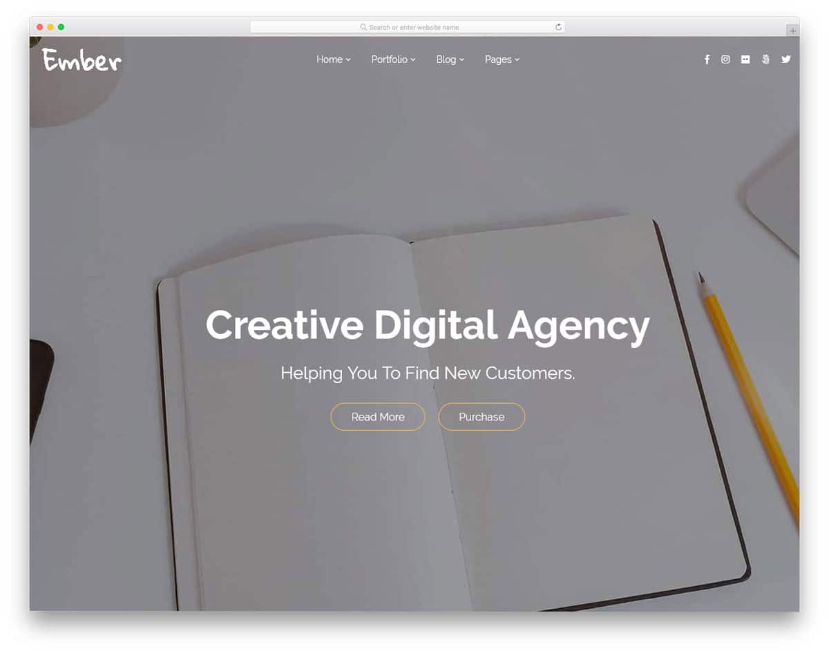 clean and minimal looking agency wordpress theme