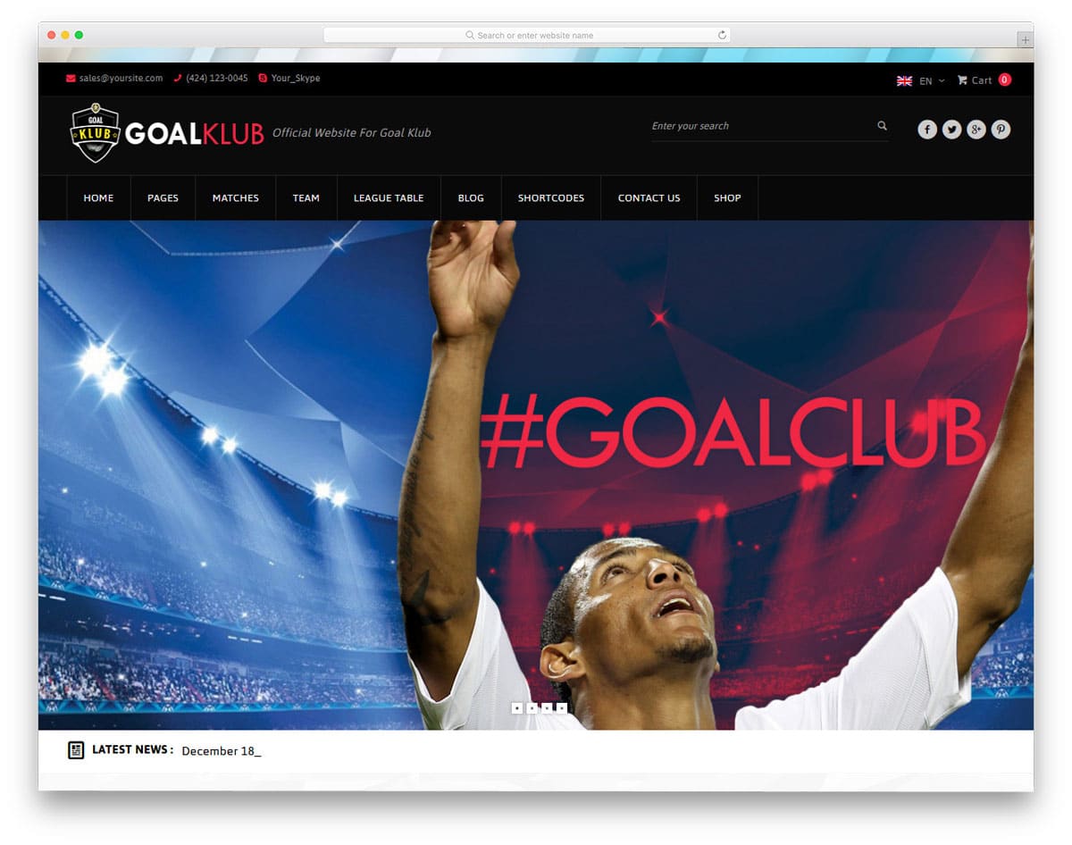 multipurpose sports club website theme