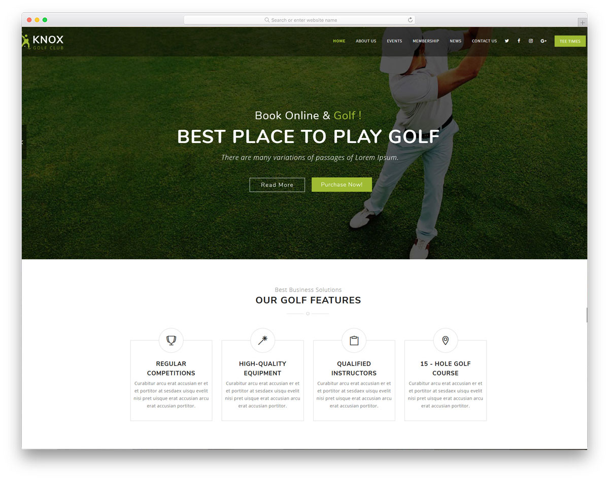 wordpress golf themes with online booking option