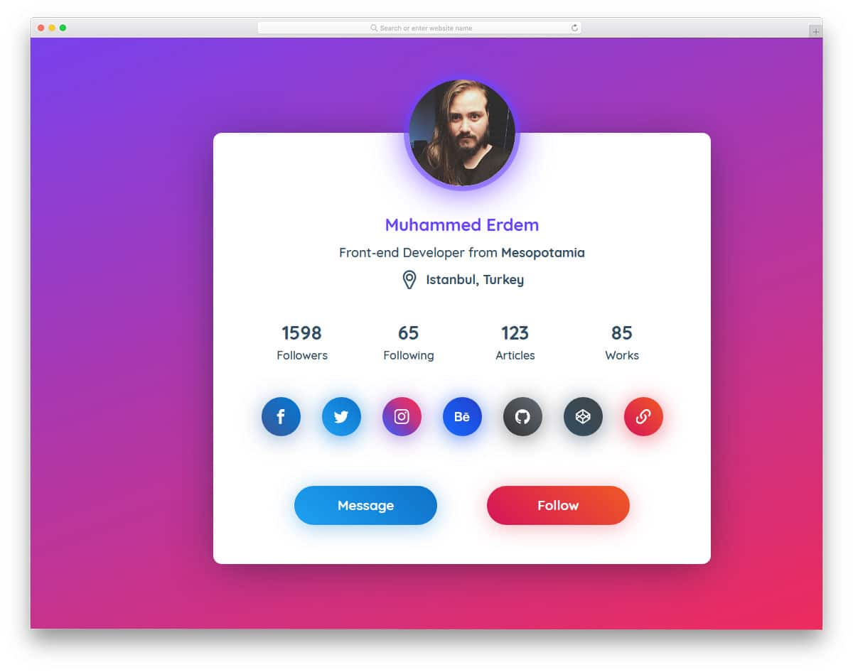bootstrap cards for profile widgets