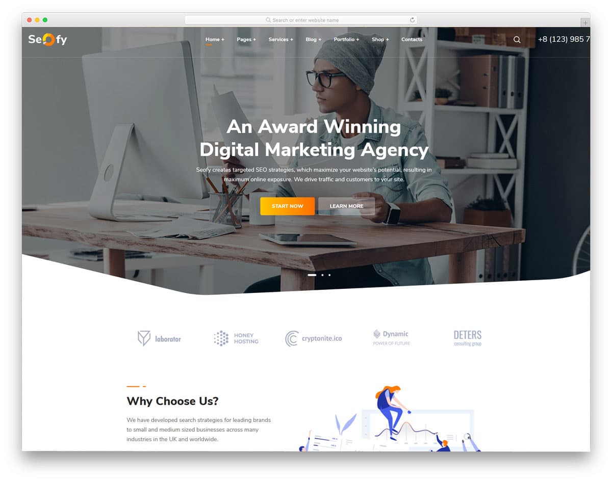 digital agency theme with clean design to explain your services clearly